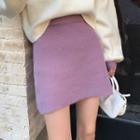 High-waist Plain Skirt Skirt - One Size