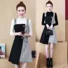 Set: Mock Neck Knit Top + Strappy A-line Dress