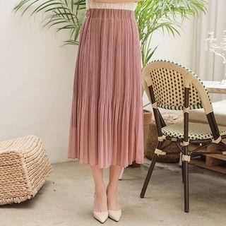 Crystal-pleat Chiffon Long Skirt