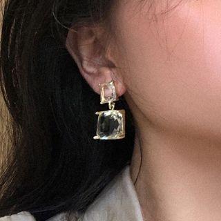 Square Rhinestone Dangle Earring 1 Pair - Square - One Size