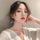 Faux Pearl Alloy Star Earring 1 Pair - Gold & White - One Size