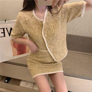 Short-sleeve Tweed Top / Mini Skirt