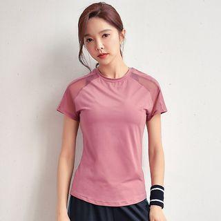 Mesh Panel Short-sleeve Quick Dry T-shirt