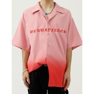 Short-sleeve Embroidered Gradient Shirt