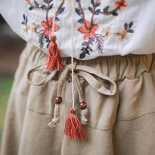Flared Linen Shorts