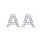 Simple Bright Letter A Cubic Zircon Stud Earrings Silver - One Size