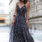 Spaghetti Strap Leopard Print Maxi A-line Dress