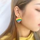 Faux Crystal Rainbow Heart Dangle Earring
