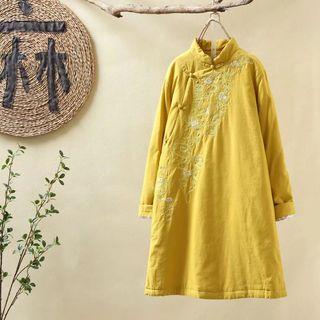 Long-sleeve Embroidered Padded Long Hanfu Top