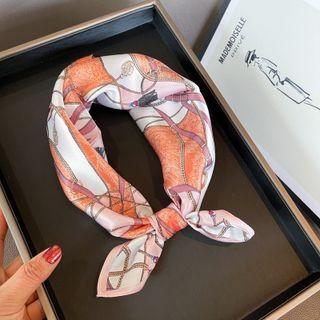 Print Scarf Pink & Orange & White - One Size