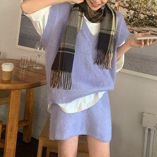 Knit Sweater Vest / A-line Knit Skirt