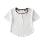 Mock Two-piece Short-sleeve Henley Crop Top