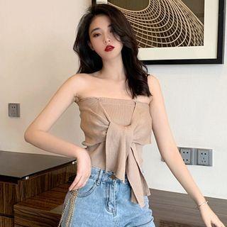 Strapless Tie-front Knit Top