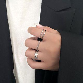 Set Of 3: Alloy Open Ring (various Designs) Set Of 3 - Silver - One Size