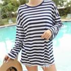 Drop-shoulder Dip-back Stripe T-shirt