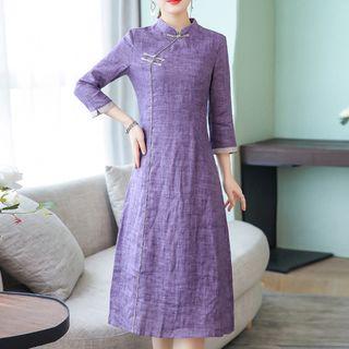 Traditional Chinese 3/4-sleeve Midi Dress