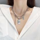 Layered Chain Necklace X244 - Silver - One Size