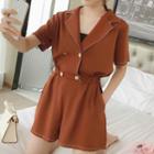 Short-sleeve Double Breasted Playsuit