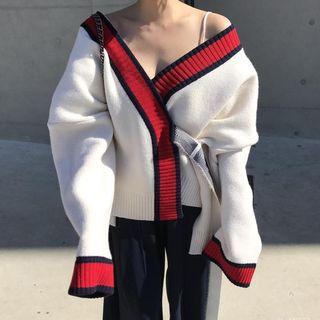 Contrast Panel Sweater White - One Size