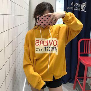 Hooded Panel Applique Pullover