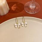 Bow Glaze Alloy Dangle Earring 1 Pair - Earring - Bow - Gold & White - One Size