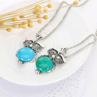Set: Bead Owl Pendant Necklace + Dangle Earring + Bracelet