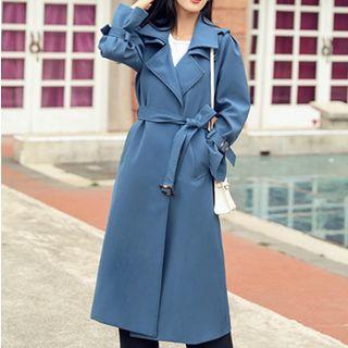 Tie Waist Open Front Trench Coat