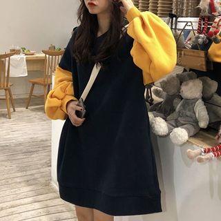 Long-sleeve Two Tone Mini Sweatshirt Dress