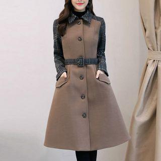 Plaid Panel Coat Dress