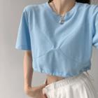 Paneled Drawstring-hem Loose T-shirt