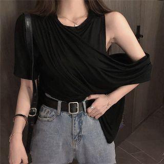 Mock Two-piece Asymmetric Cropped Top
