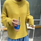 Plain Crew-neck Knit Sweater