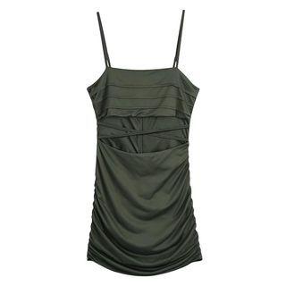 Spaghetti Strap Rucked Mini Dress