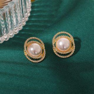 Retro Pearl Rhinestone Earring As Shown In Figure - One Size