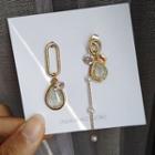 Non-matching Alloy Faux Pearl Dangle Earring 1 Pair - Earring - Gold & White - One Size