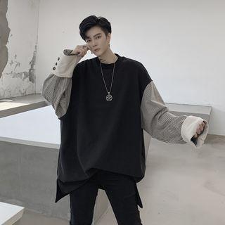 Long-sleeve Striped Panel Sweatshirt