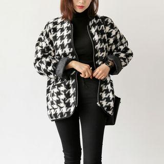 Zip-up Houndstooth Jacket