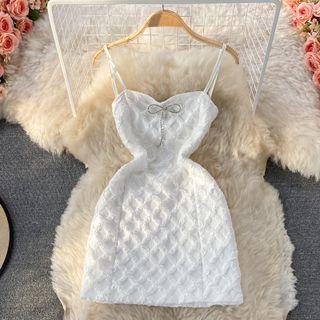 Bow Detail Argyle Sleeveless Mini Dress