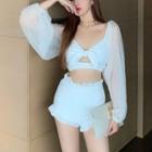 Puff-sleeve Tie-front Bikini