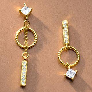 Asymmetrical Rhinestone Drop Earring