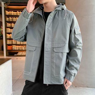Long-sleeve Contrast Trim Cargo Jacket