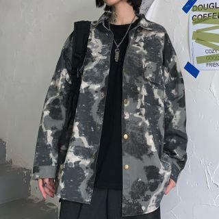 Camouflage Print Cargo Shirt Jacket