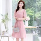 Sequined Short-sleeve A-line Mesh Dress