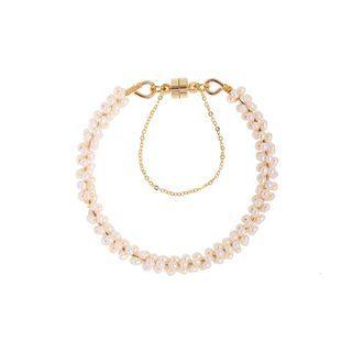 Fashion Temperament Plated Gold Freshwater Pearl Bracelet Golden - One Size