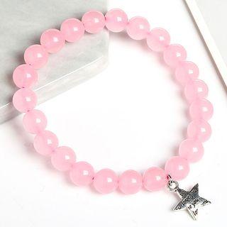 Alloy Star Faux Crystal Bead Bracelet Pink - 8mm