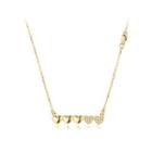 925 Sterling Silver Plated Gold Simple Romantic Heart-shaped Necklace With Cubic Zirconia Golden - One Size