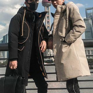 Stand Collar Lettering Hooded Padded Coat