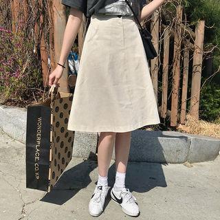 Band-waist Pocket-side A-line Skirt