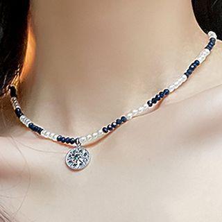 Alloy Pendant Faux Pearl Choker