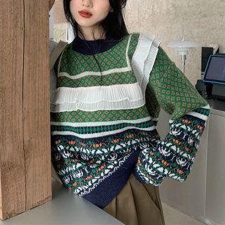 Patterned Sweater Sweater - Green - One Size